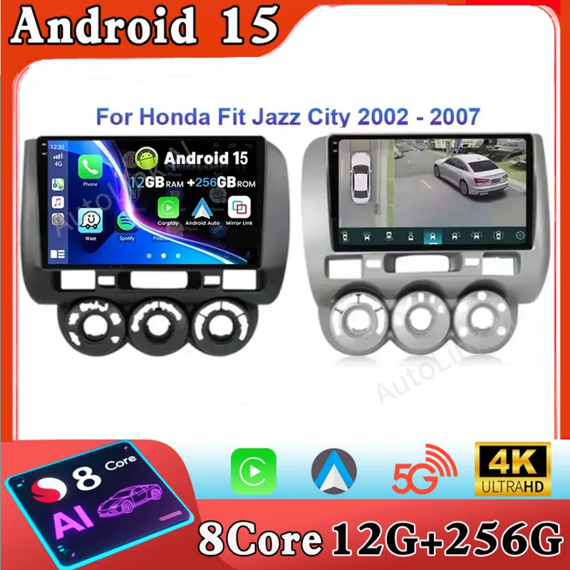 

Автомагнитола Android 16 для Honda Fit Jazz City 2002-2007 с GPS, Wi-Fi и 4G, мультимедийный проигрыватель