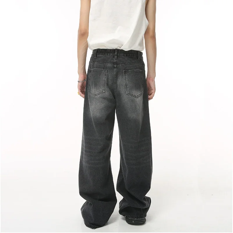 Streetwear Vintage Y2k Men’s Jeans Black Baggy Trousers New Wide Leg Denim Pants Hip Hop Harajuku Distressed Straight Pants