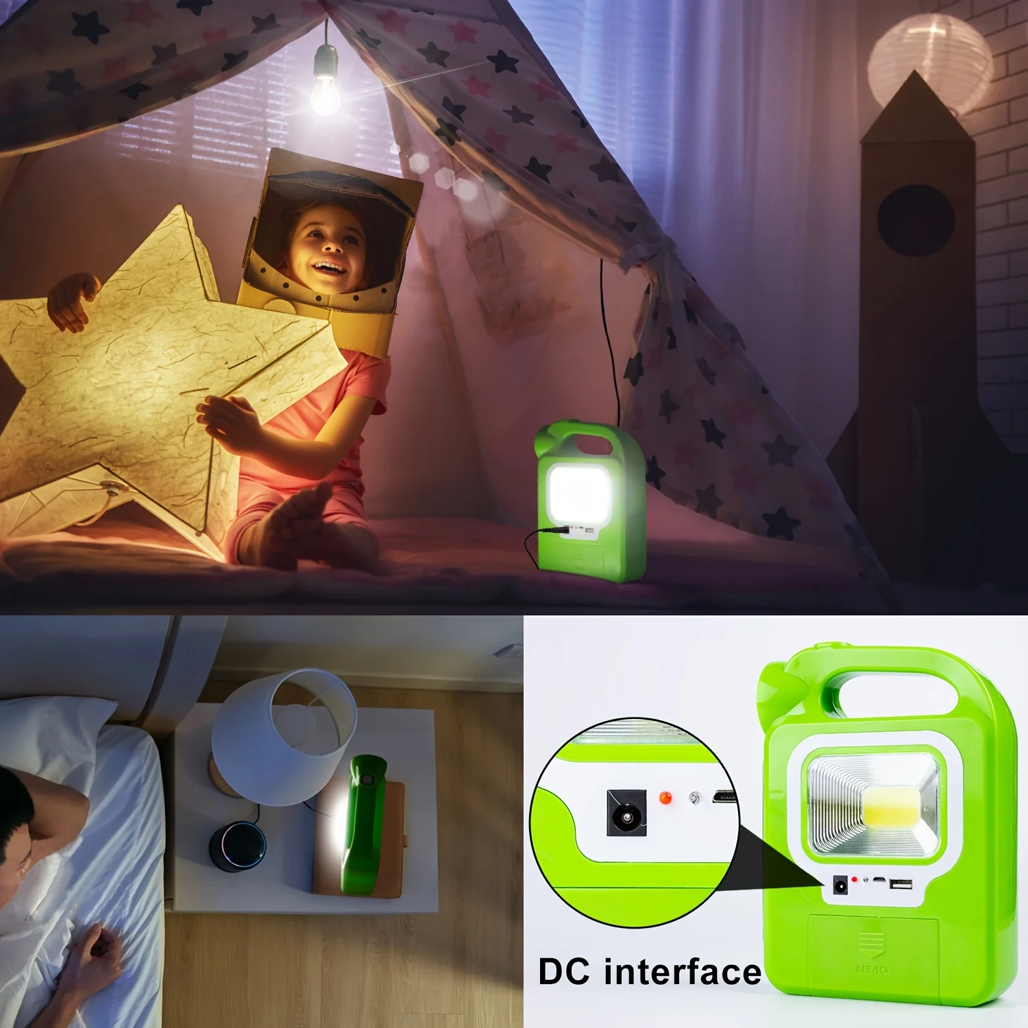 Lanterna solar para acampar, Luzes de acessórios essenciais, Lanterna LED recarregável, Luzes de tenda para emergência, Pacote 4