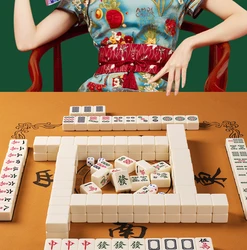 Living Room Decoration Mahjong Home Entertainment Large Medium and Small Size Flawless Monochrome Mahjong Ivory Set