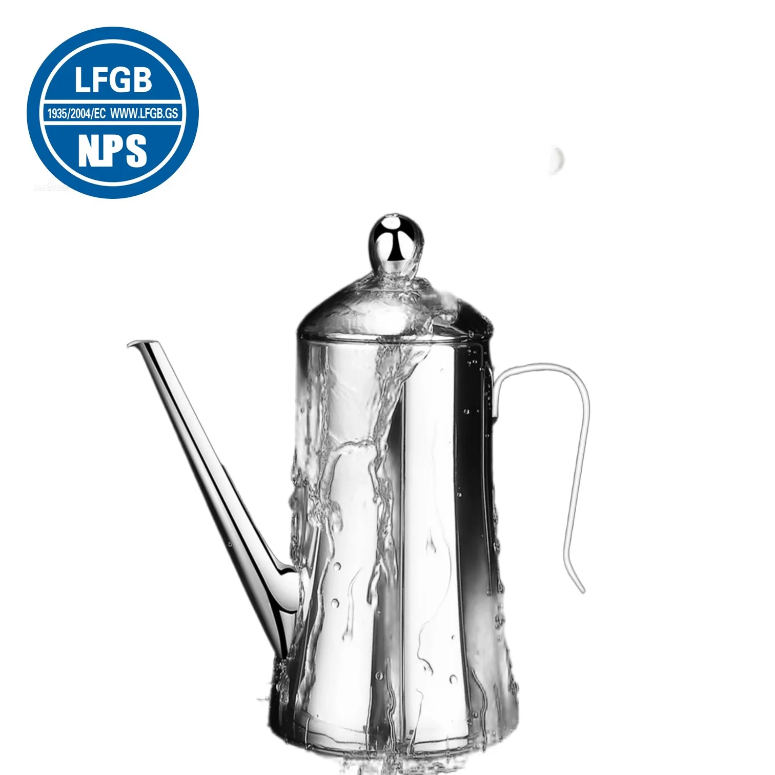 LFGB Certification 304 Stainless Steel Kitchen Oil Kettle Fall Resistant 1000/1300ml Capacity Oiler Easily Cleaning Teakettle