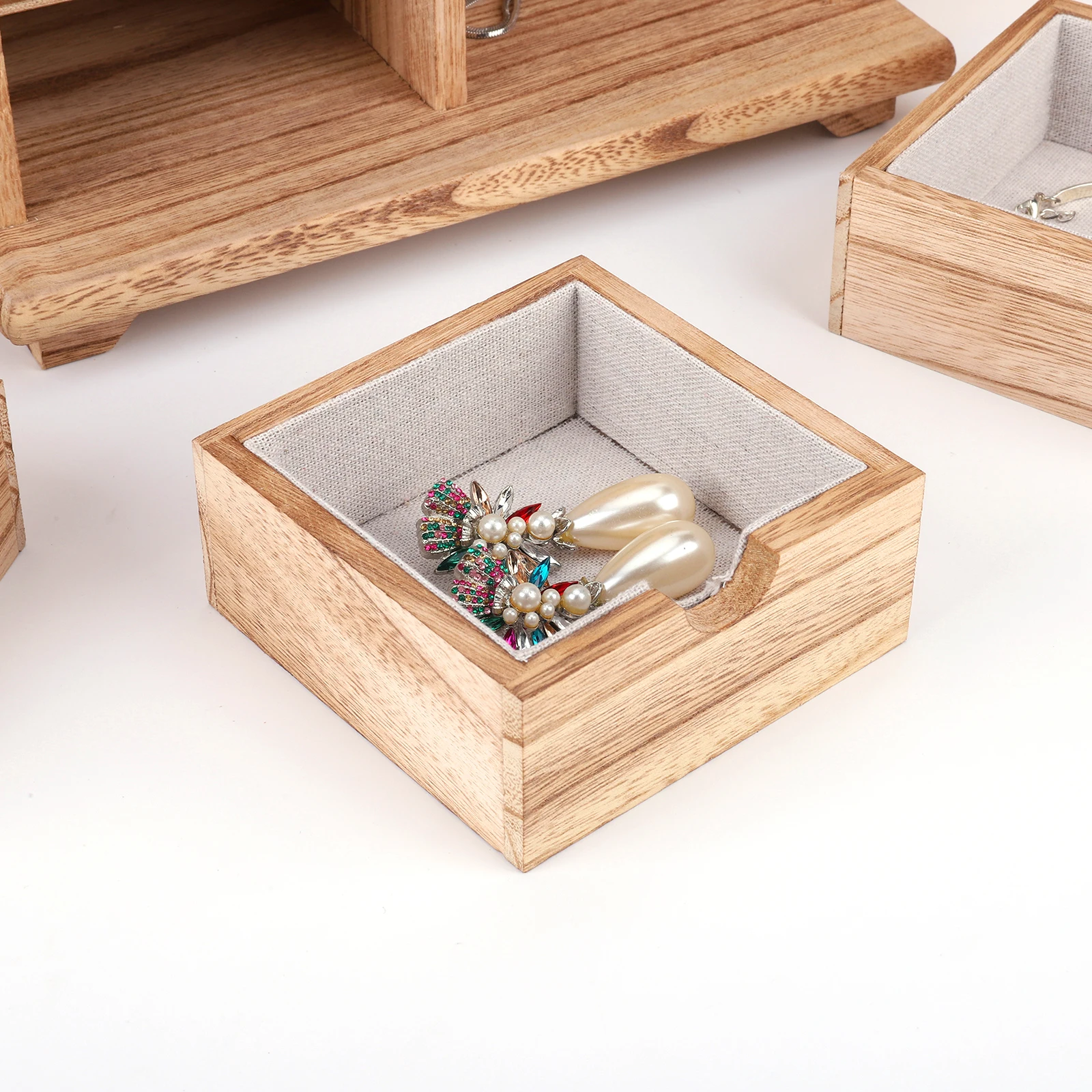 

Wood Jewelry Box Jewelry Storage Box 5 Layer Jewelry Holder with Drawers & Mirror Jewelry Display Box for Necklaces Earrings