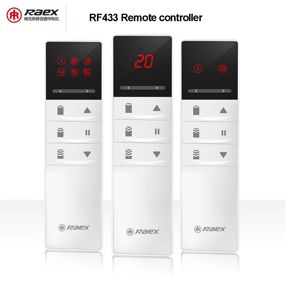 

Raex 2ch/6ch/20channel RF433mhz Smart Electric Curtain Remote Controller for Electric Curtain Track or Roller Shutter