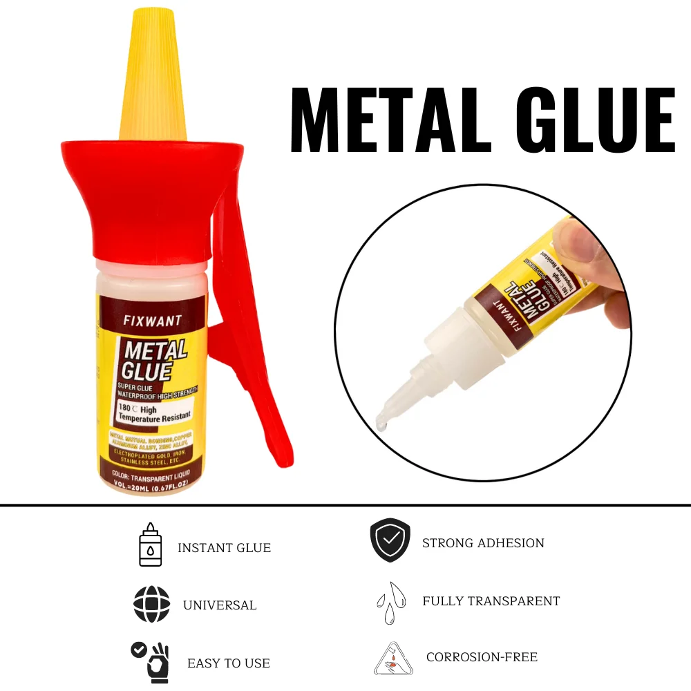 180℃ High-Temperature Resistant 20ML Super Glue Metal Mutual Bonding Copper Aluminum Alloy Zinc Alloy Electroplated Gold Iron