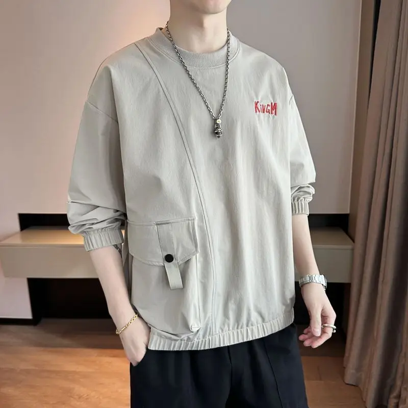

Cool Men's Hoodl Sweatirt with kets Long Sve round Ne Autumn Faionable Polyester Youth Loose Fit T-irt