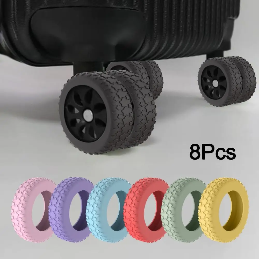 

8Pcs Silicone Luggage Wheels Protector Cover Anti-slip Shock Absorption Luggage Caster Shoes Reduce Wheel Wear Reduce Noise