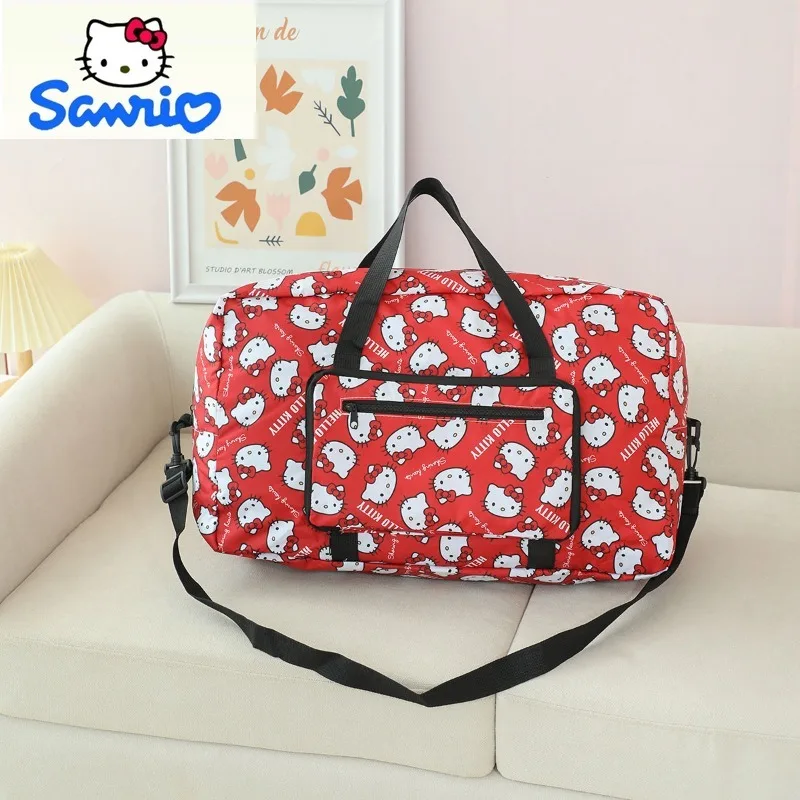 

Sanrio складная большая вместительная дорожная сумка из ткани Оксфорд высокого качества для женщин, модная сумка для хранения на молнии с рисунком Hello Kitty