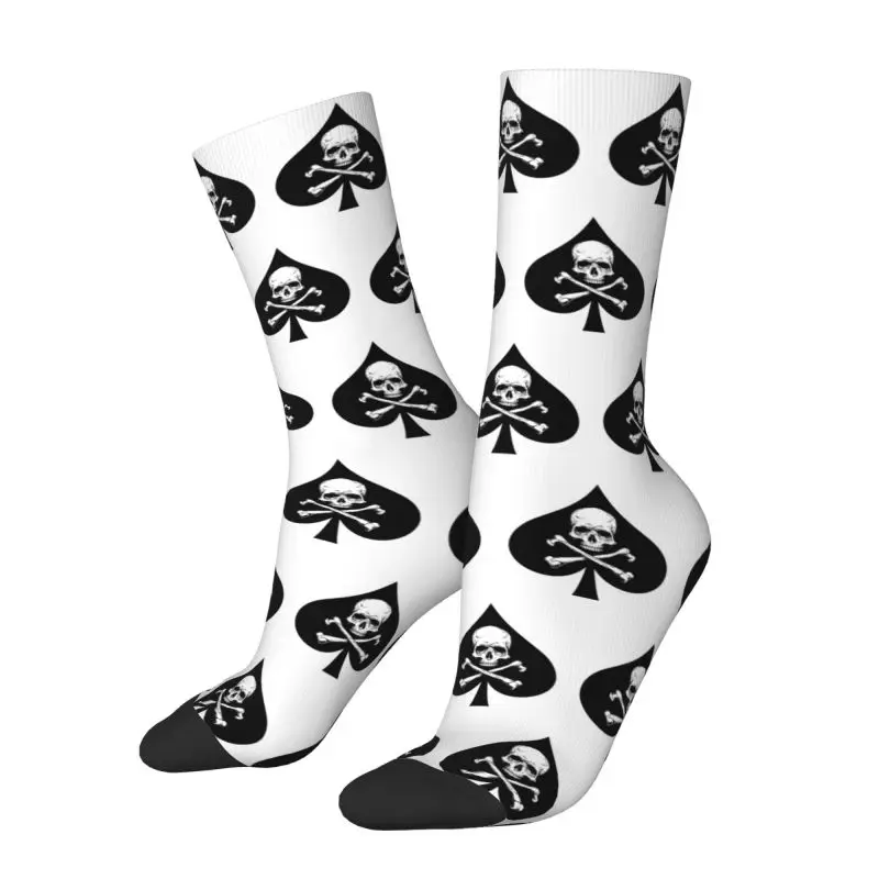 Neuheit Gedruckt Ace Of Spades Schädel Knochen Poker Socken für Frauen Männer Stretchy Sommer Herbst Winter Crew Socken