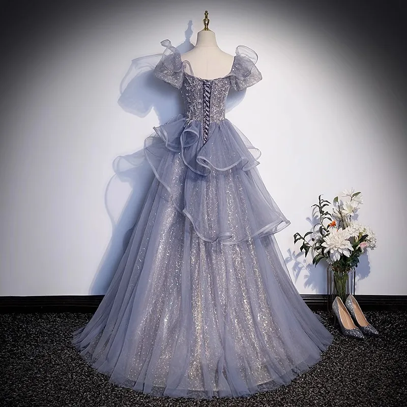 N11150 Abito da sera alla moda per donne eleganti Abiti da ballo Dolce memoria Maniche corte Lunghezza pavimento Abiti per occasioni speciali