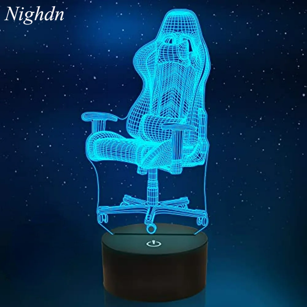 

Nighdn Gaming Chair Illusion Lamp Gamer 3D Night Light Room Decor Nightlight Kids Birthday Christmas Gift for Boys Men Teenage