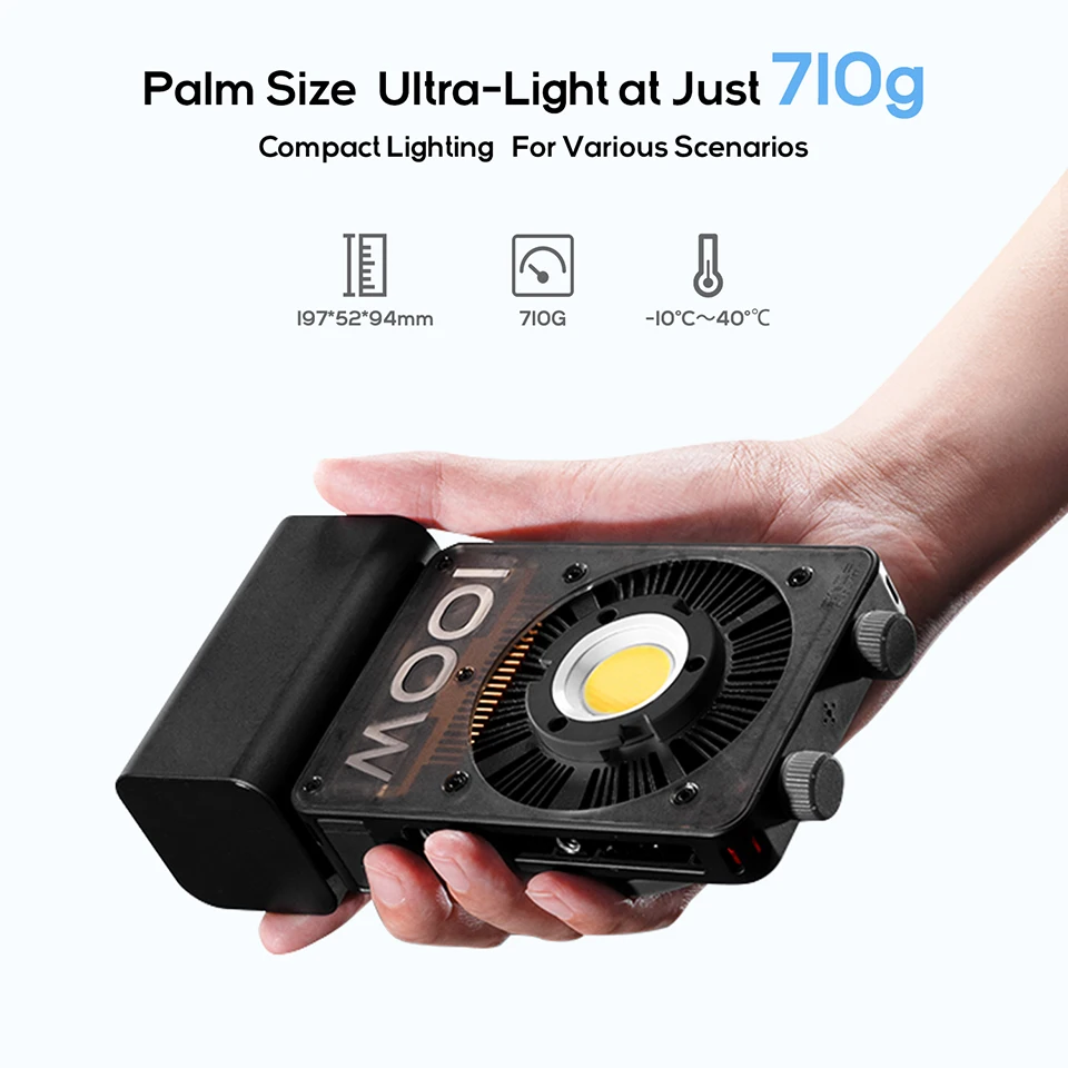 ZHIYUN-CINEPEER Pocket Fotografia LED Studio Fill Light, Luz de preenchimento de vídeo para transmissão ao vivo, Vlog Shooting, 100W, 2700K-6500K, CX100