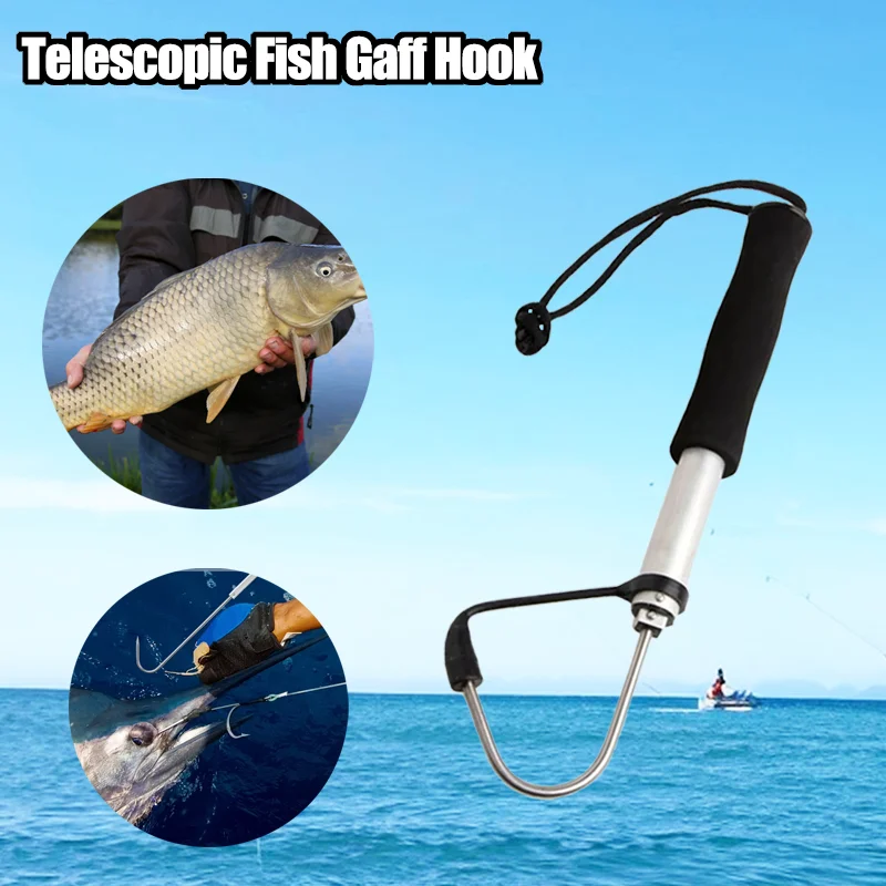 Telescopic Fish Gaff Hook,About 28-60cm Stainless Steel Ice Sea Fishing  Spear Hook Portable Retractable Fishing Tackle equipment - AliExpress 18