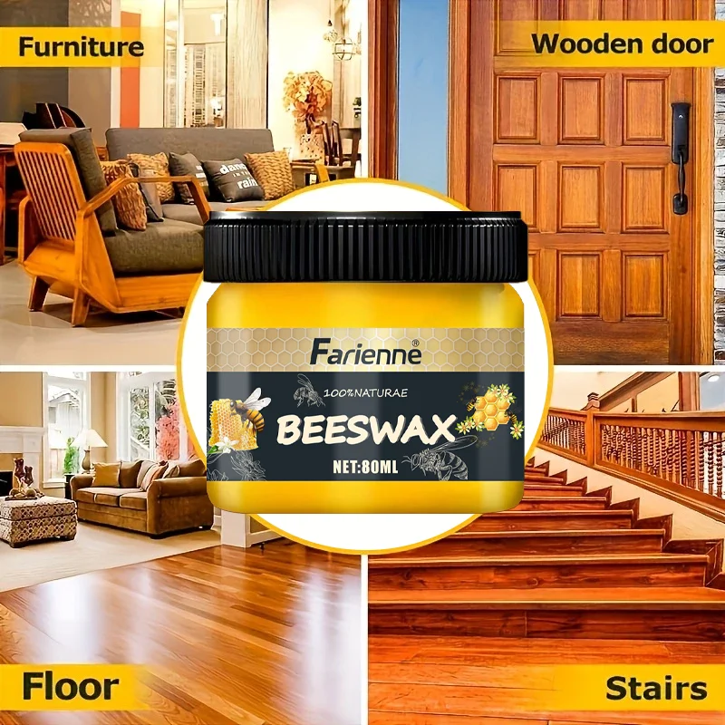 Farienne 80ml Naturwachs Holzpolitur Wasserfester Glanzverstärker für Möbel, Türen, Treppen und Böden