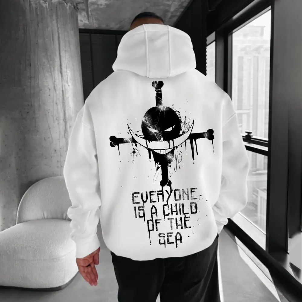 One Piece Whitebeard Kind des Meeres Hoodie Anime-Print Drip Unisex Herren Damen Oversized Casual Sweatshirt Langarm – Detail 4