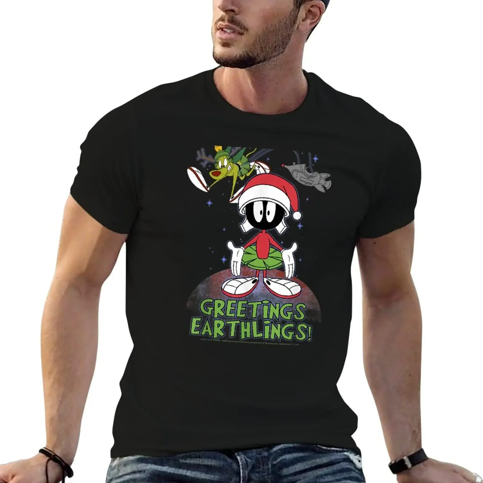 Christmas Marvin Greetings Earthlings T-Shirt vintage aesthetic clothes sports fans mens vintage t shirts