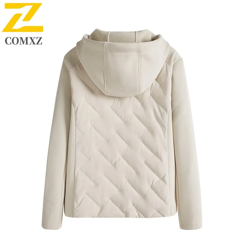 COMXZ Herren-Thermojacke, winddicht, wasserdicht, schmale Passform, Stehkragen, Wintermantel, gesteppt, Puffer-Stil, lässige Oberbekleidung, 2025,