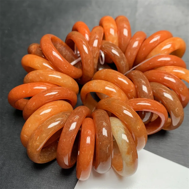 ميانمار A-الصف الجاديت حرق الأحمر اليشم الدائري المألوف بسيط عادي دائرة الرجال هدايا المرأة مجوهرات قطرة الشحن