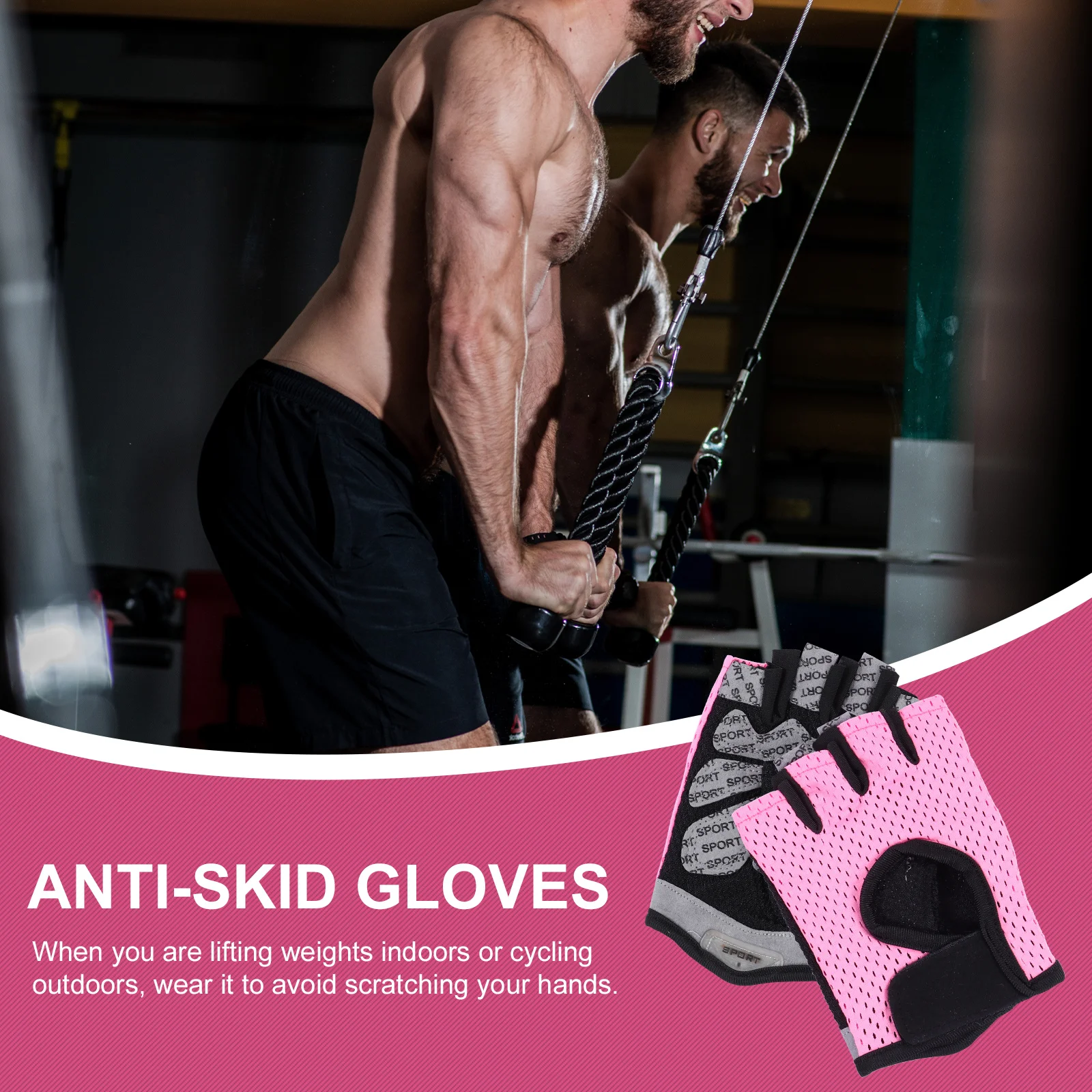

1Pair Breathable Sports Gloves Anti-Skid Half Finger Design for Gym Cycling Exercise Lifting Protective Lightweight Gloves