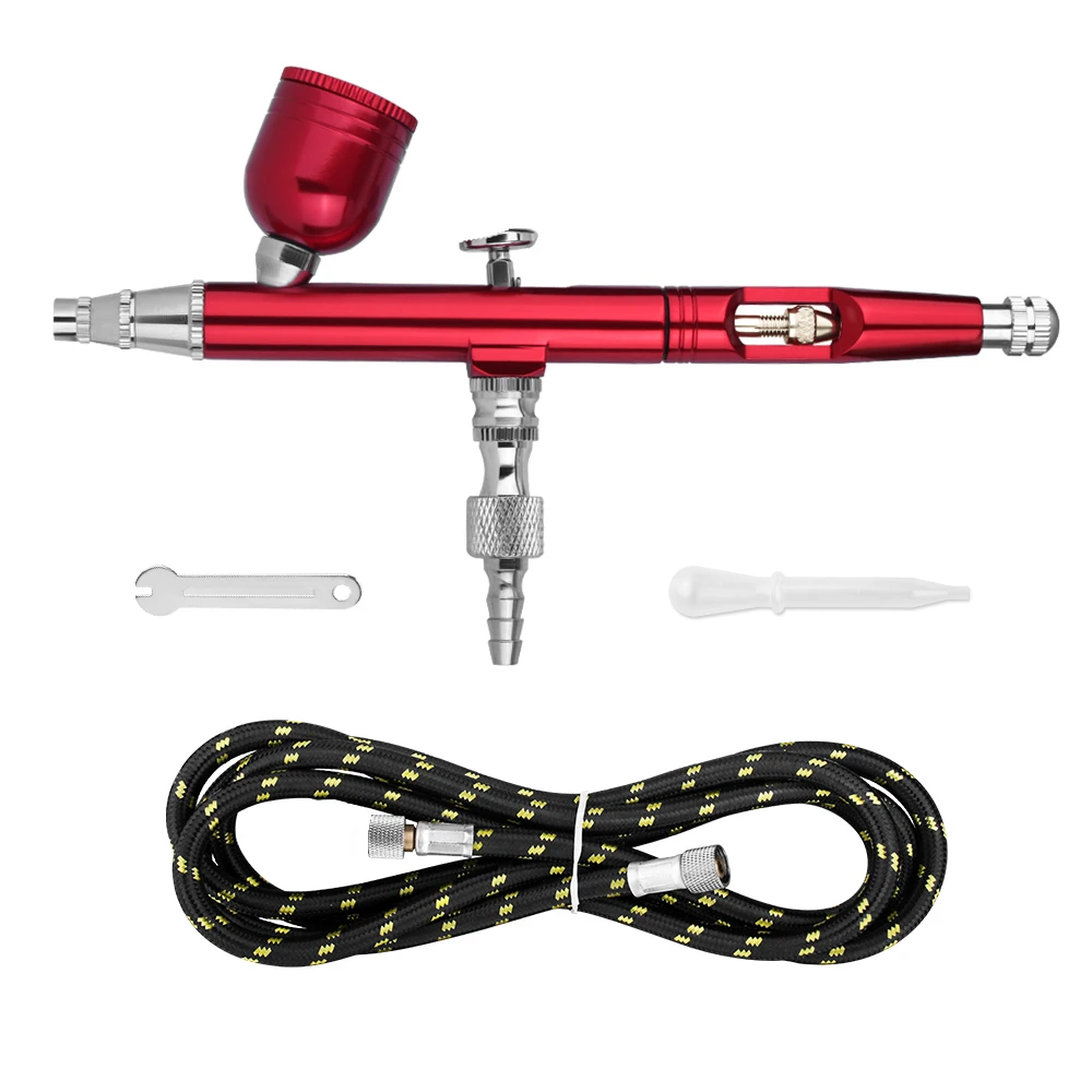 Airbrush Werkzeug Dual Action Schwerkraft Feed 0,3mm Düse Spritzpistole Kuchen Dekorieren Pinsel Für Make-Up Nagel Maniküre Tatoo Farbe stroh – Detail 6