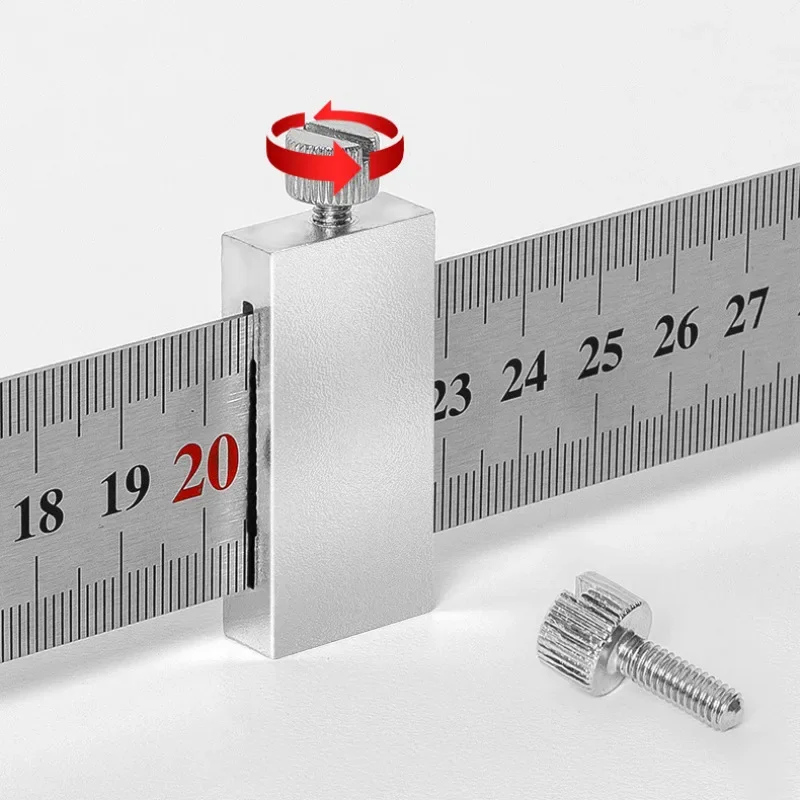 Metal Carpenter Carpentry Square Woodworking Tools Carpentry Steel Ruler Positioning Limit Block Measuring Marking Gauge