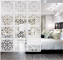 12 PCS Hanging Room Divider Decorative Thick Wall Screen Panels Floral Carving Pattern Hollow Out Design for Bedroom Living Dini