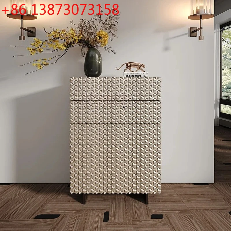 

American light luxury solid wood chest cabinet household living room wall locker storage bedside cabinet