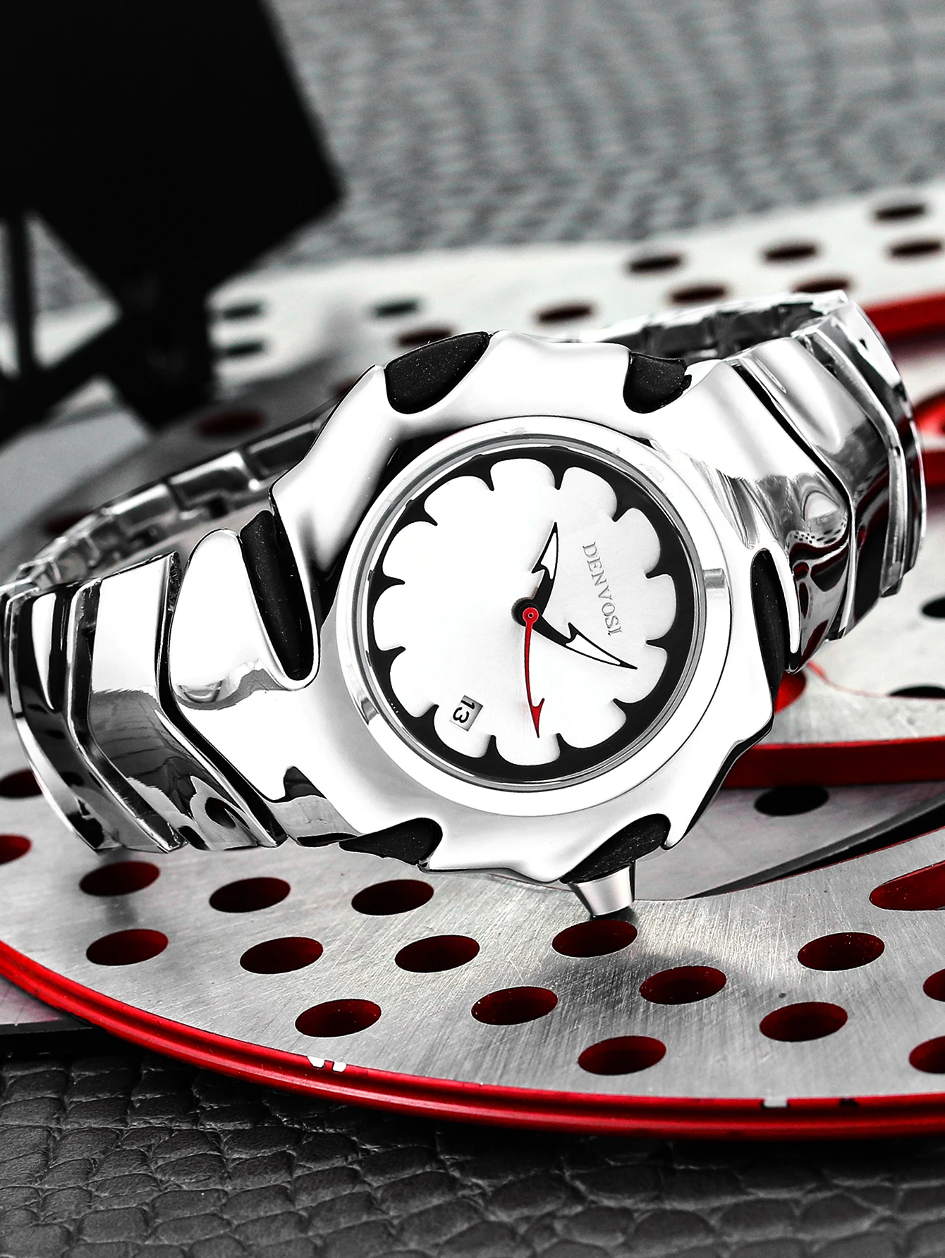 DENVOSI Millennium Y2K Blade Shaped Watch, Men's Liquid Metal Style Watch with Date, Fashionable and Cool Men's Watch