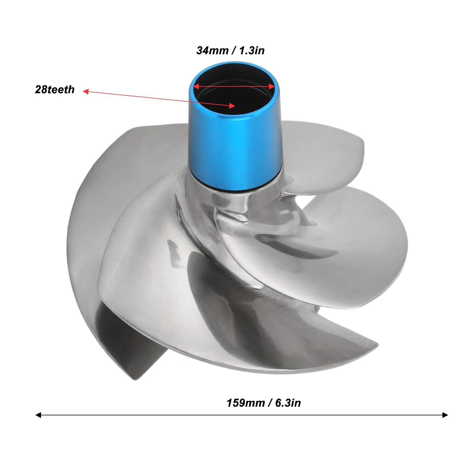Impeler 4 Bilah 159mm PRZ‑B4‑15/21A Pengganti untuk Sea‑Doo RXP‑X 260 2009 hingga 2015
