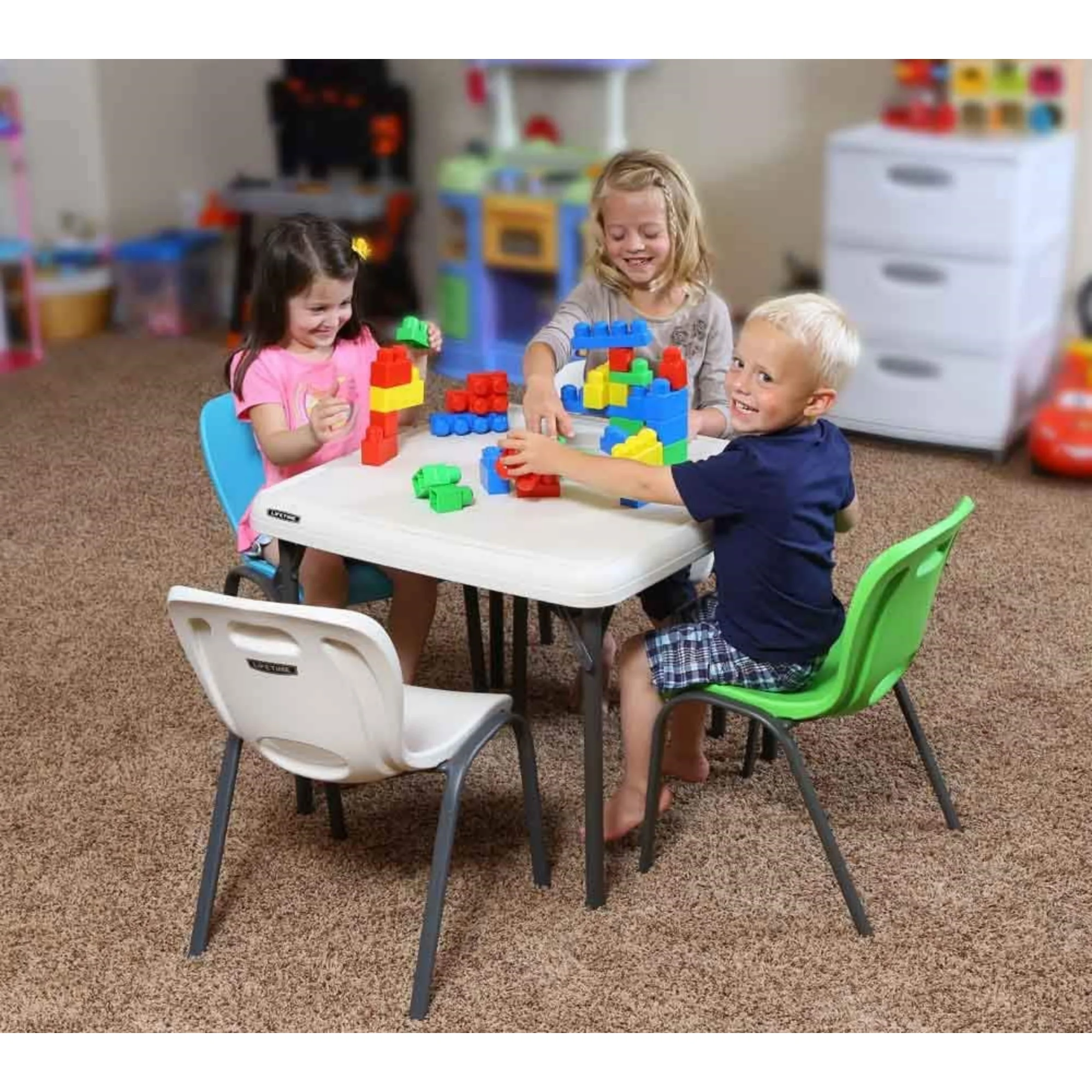 80473 Kids Stacking Chair (4 Pack), Lime Green