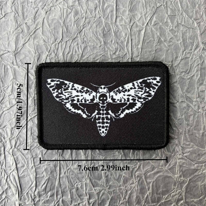 Death's Head Moth Goth Tactical Morale Badge Patch on Clothes Print Armband Hook Loop Patches Backpack Accessories Stickers