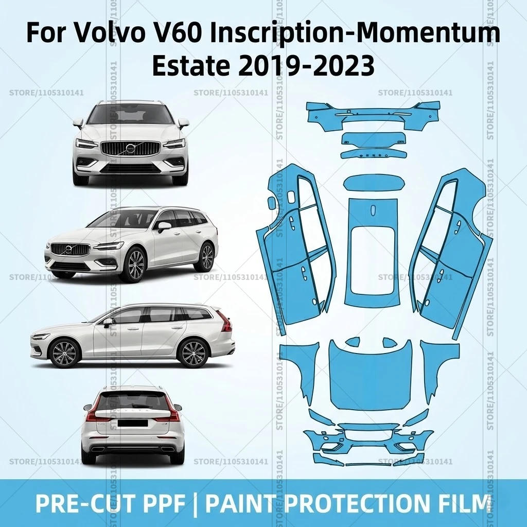 

Предварительно нарезанная прозрачная защитная пленка PPF для автомобилей Volvo V60 Inscription-Momentum Estate 2019-2023