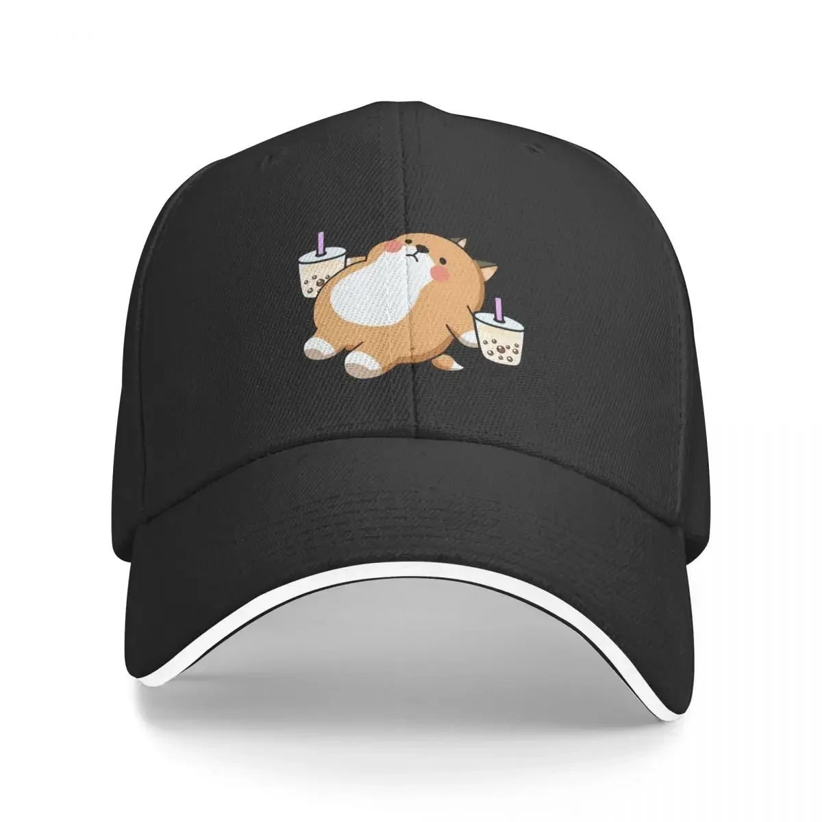 Lazy Shiba Loves Boba Baseball Caps Snapback Fashion Baseball Hats Breathable Casual Outdoor Unisex Polychromatic Customizable