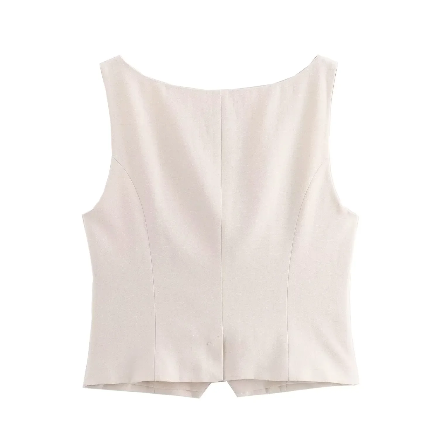 TRAF 2024 Women Fashion Bow Decoration Vest Style Crop Top Casual Slim Sleeveless U Neck Tanks Autumn Y2K Vest Club