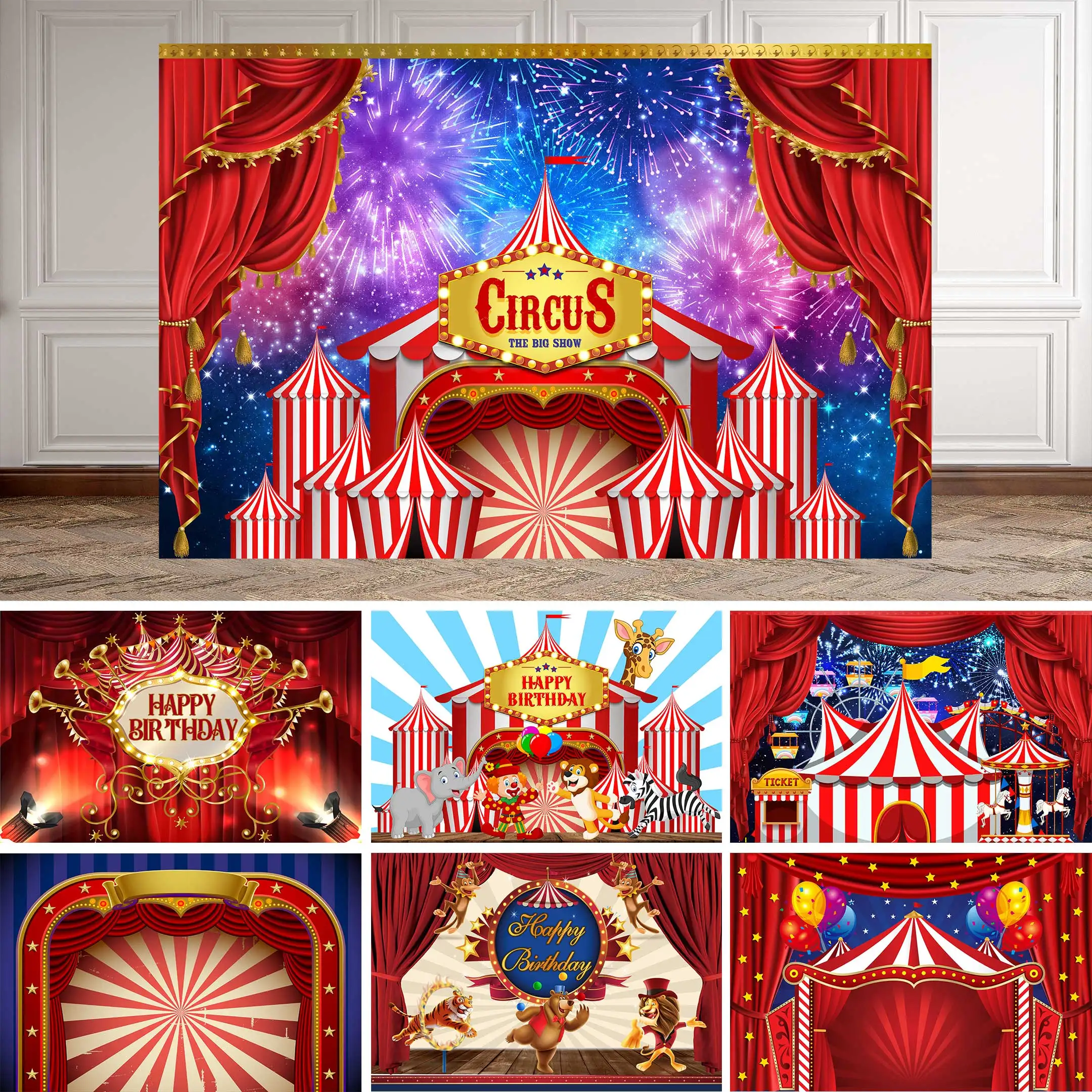 

NeoBack Circus Theme Party Backdrop Baby Birthday Castle Background Newborn Children Carnival Play Show Photocall Photographic