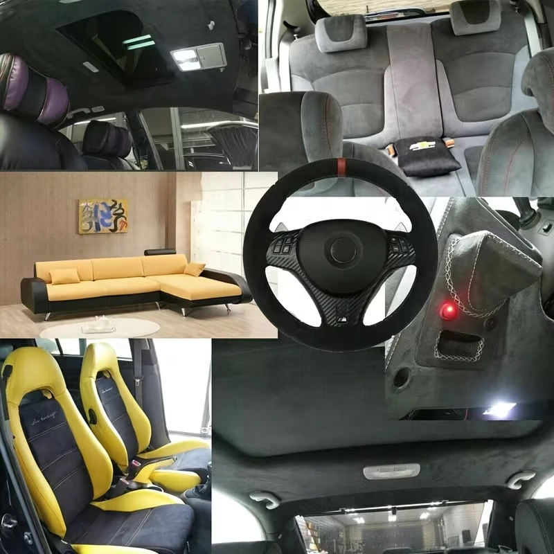 

Suede Car Headliner Fabric with Sponge Backing Auto Interior Roof Lining Replacement Material Universal Fit for Car Truck SUV