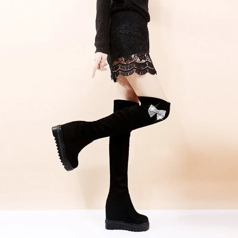 Platform Autumn Thigh High Knee Shaft Shoes Woman Above Over The Boot Waterproof Y2k Chic and Elegant Work Long Boots for Women