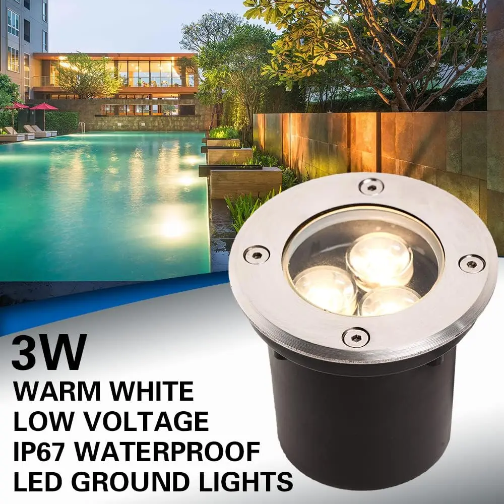 12 Pack 3W Led Low Voltage AC DC12V 24V Landscape Lighting with Wire Connectors and Well Lights for Garden, Driveway, Deck, Tree