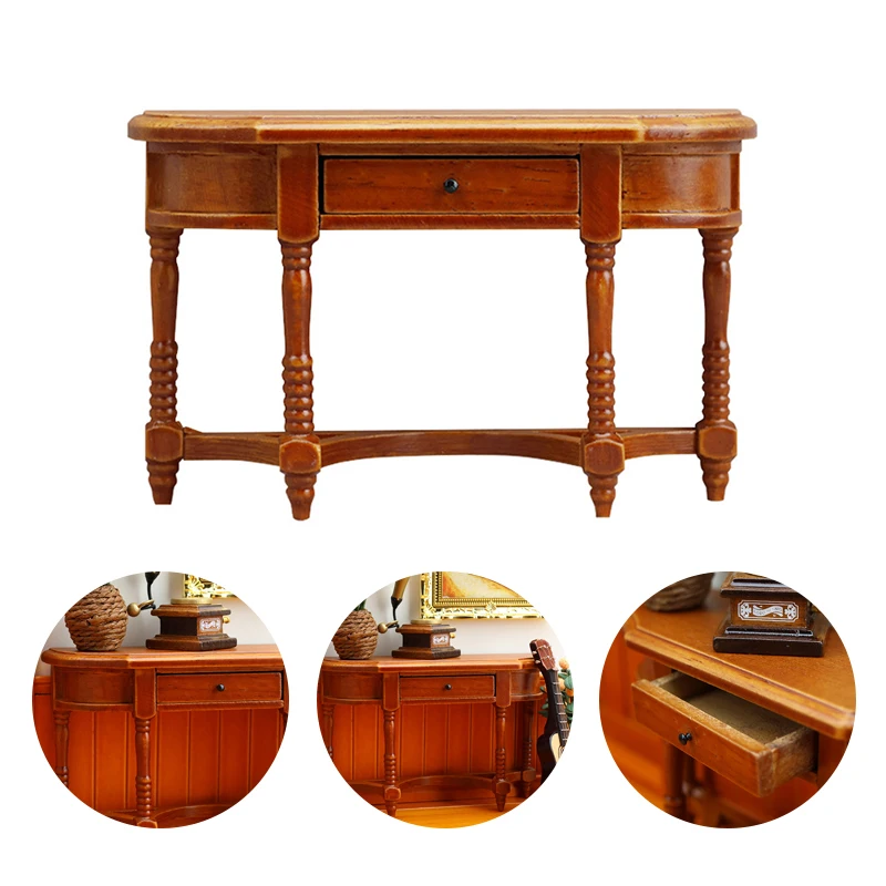 1:12 Dollhouse Miniature Retro Half-side Table Sideboard Furniture Home Model Decor Toy Doll House Accessories