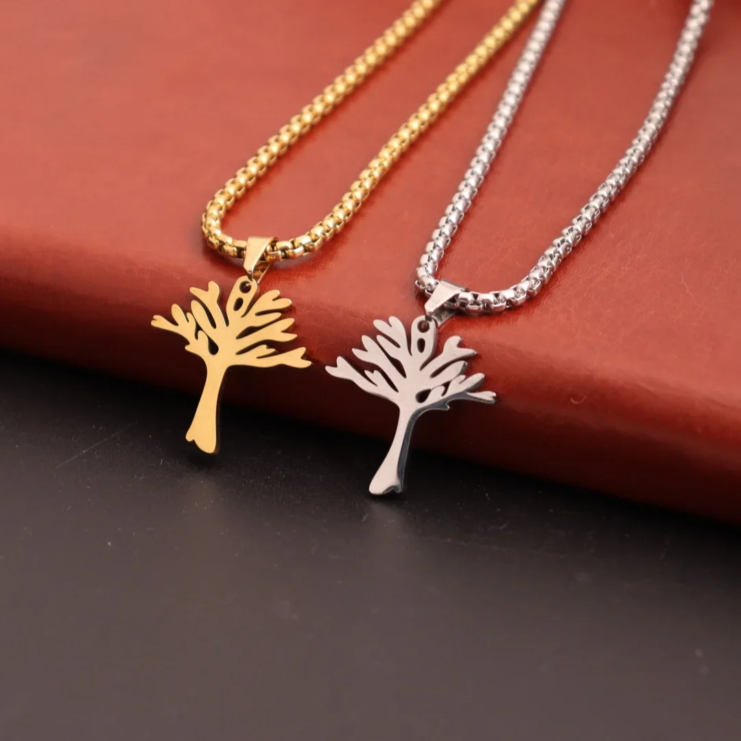 Tree of Life Pendant Necklace Stainless Steel Charm Fashion Family Jewelry Men and Women Give Mom Mother's Day Jewelry Gifts