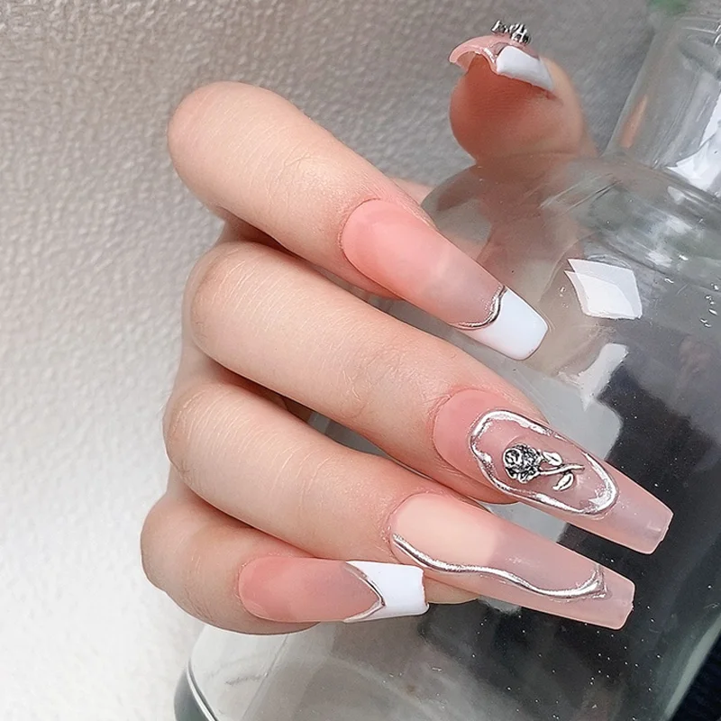 2023 TSZS 10 قطعة/الوحدة ثلاثية الأبعاد سبائك الفضة ارتفع مسمار أجزاء زهرة الشرير نمط مسمار الفن مجوهرات معدنية الورد #5