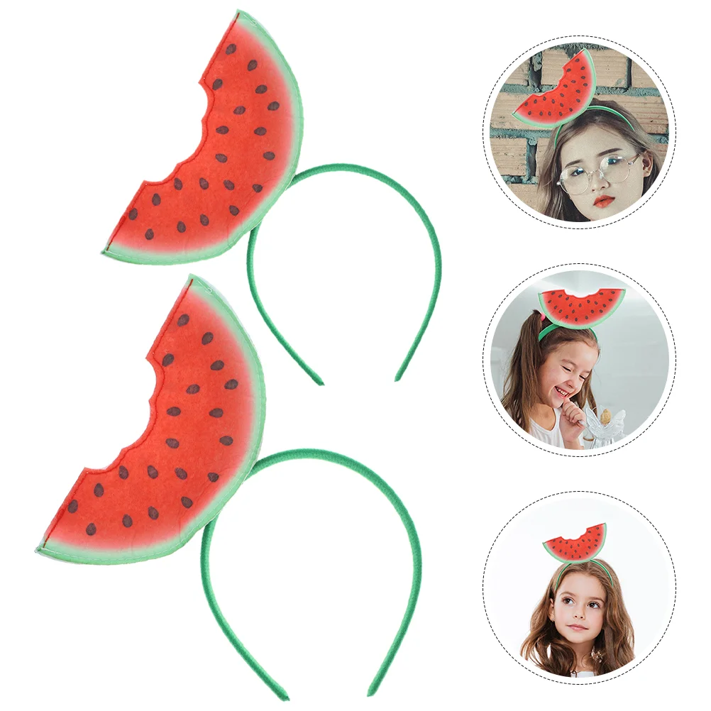 

2 Pcs 3D Watermelon Party Accessory Women's Wick Band Fashion Headband Decorative Hair Band Child Headband Party Supplies