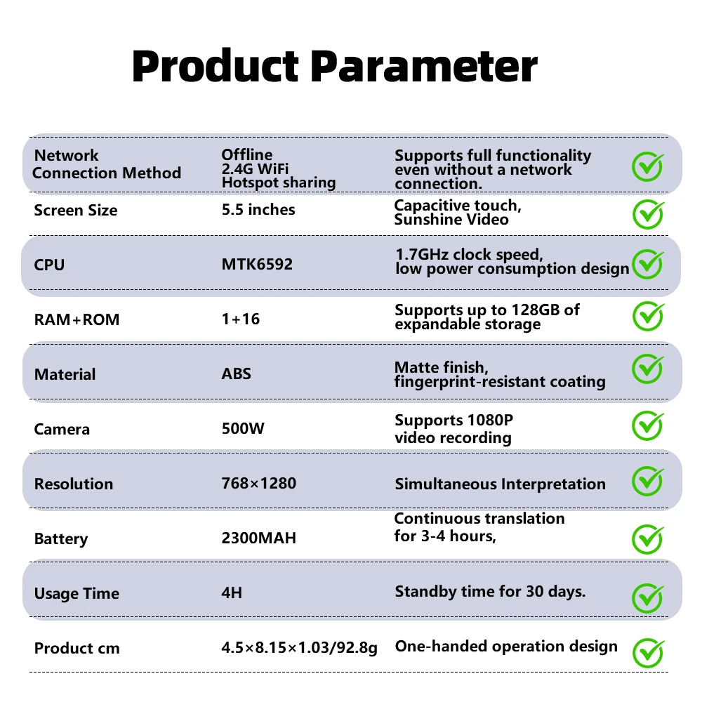 MSAI 142 لغة مترجم AI 2300 مللي أمبير 1 + 16 جيجابايت شاشة لمس كاملة صور مجموعة صوت ترجمة غير متصلة بالإنترنت للسفر والأعمال