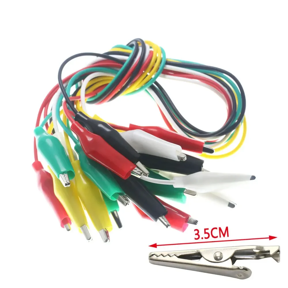 10PCS Color Alligator Clip Electric DIY Small Battery Power Cord Sheath Electric Clamp Double Head Test Clamp.28mm 35mm45mm 50cm