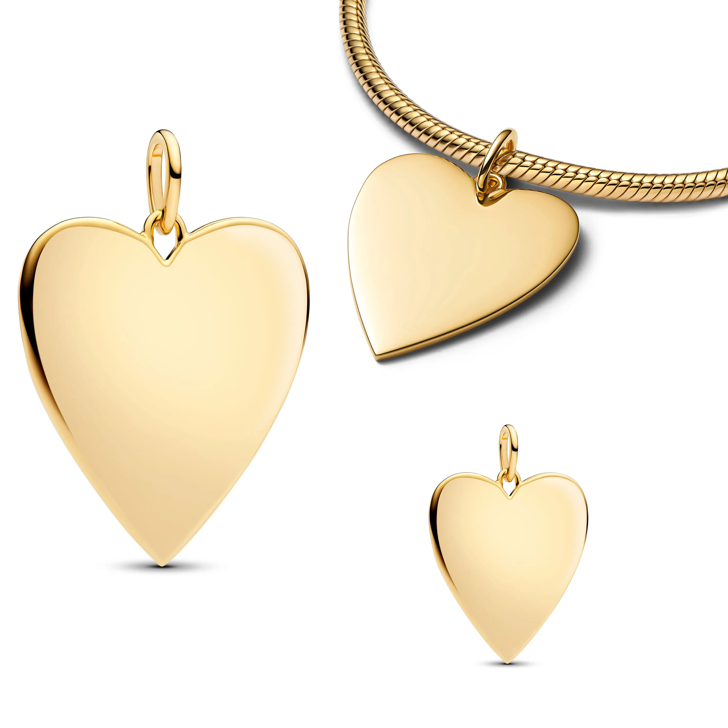 18K مطلية بالذهب دلايات كبيرة فضة 925 الأصلي للنساء مجوهرات صالح سوار فراشة القلب جولة مربع قلادة الخرز سحر