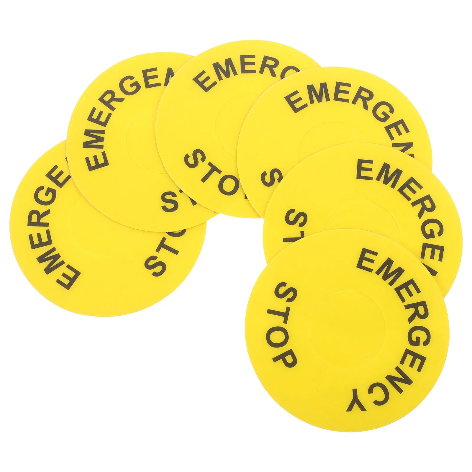 

6Pcs Industrial Emergency Stop Sign Labels Yellow High-Contrast PVC Material Long-Lasting Fade-Resistant Safety Warning Stickers