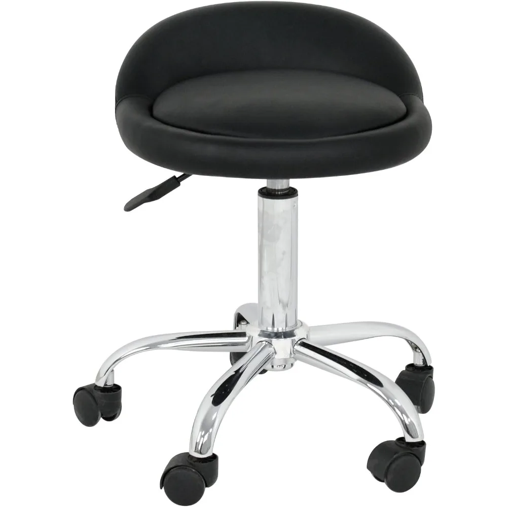 Adjustable Height Hydraulic Rolling Swivel Salon Stool Chair, Tattoo Facial Massage Spa Medical Stool with Backrest Wheels Black