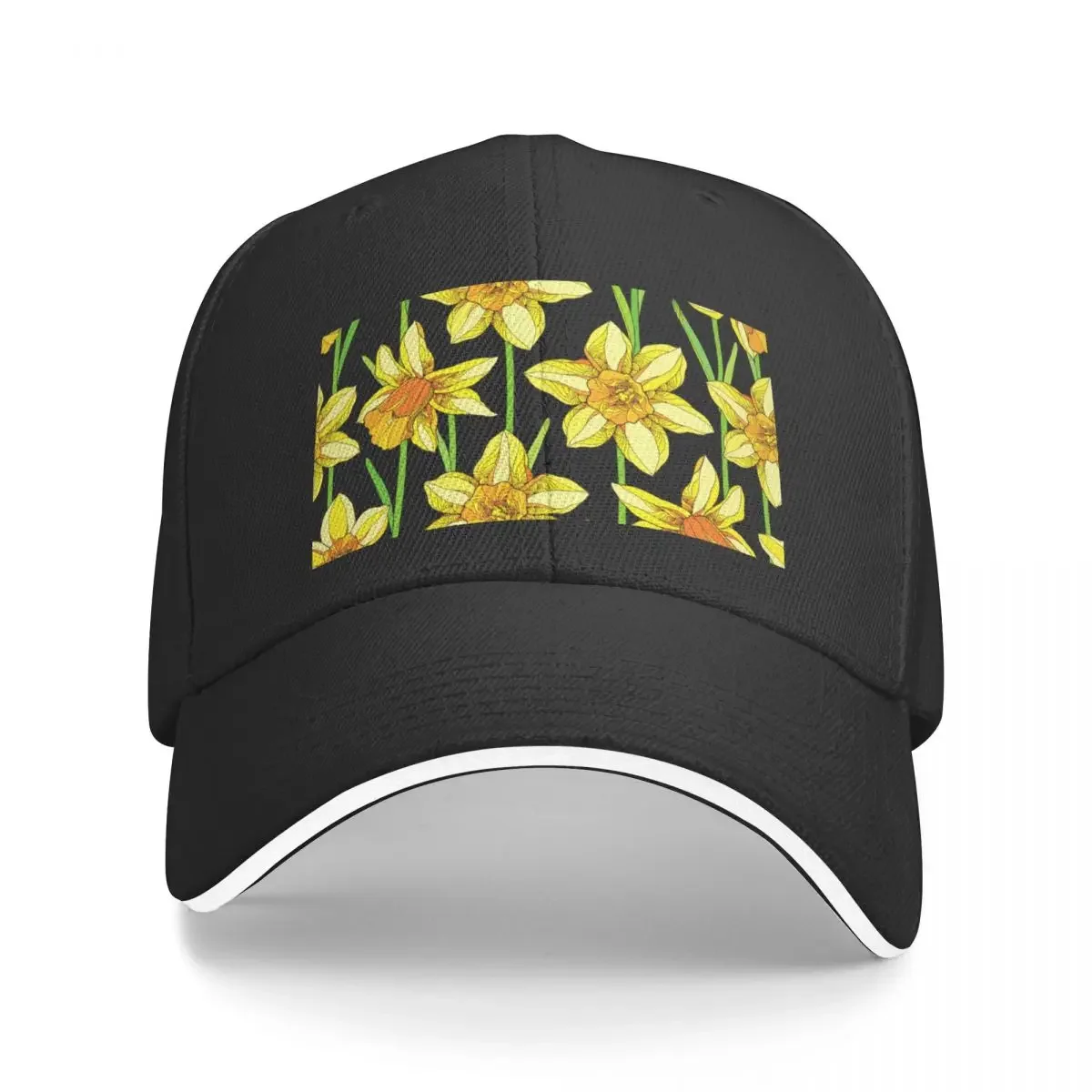 New Yellow Daffodil Spring Flowers Seamless Pattern Baseball Cap birthday Male Fashion Beach Golf Hat Man Male Cap Women's