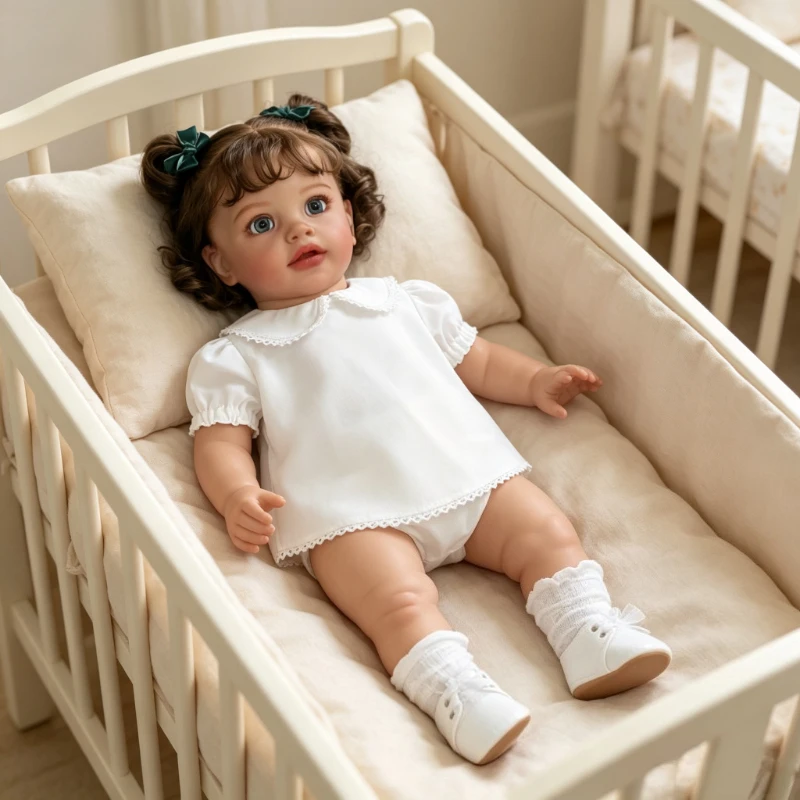26inch  Pippa Reborn Girl Doll Soft Cloth Body Hand-Root Hair Lifelike Toddler Collectible Art Doll