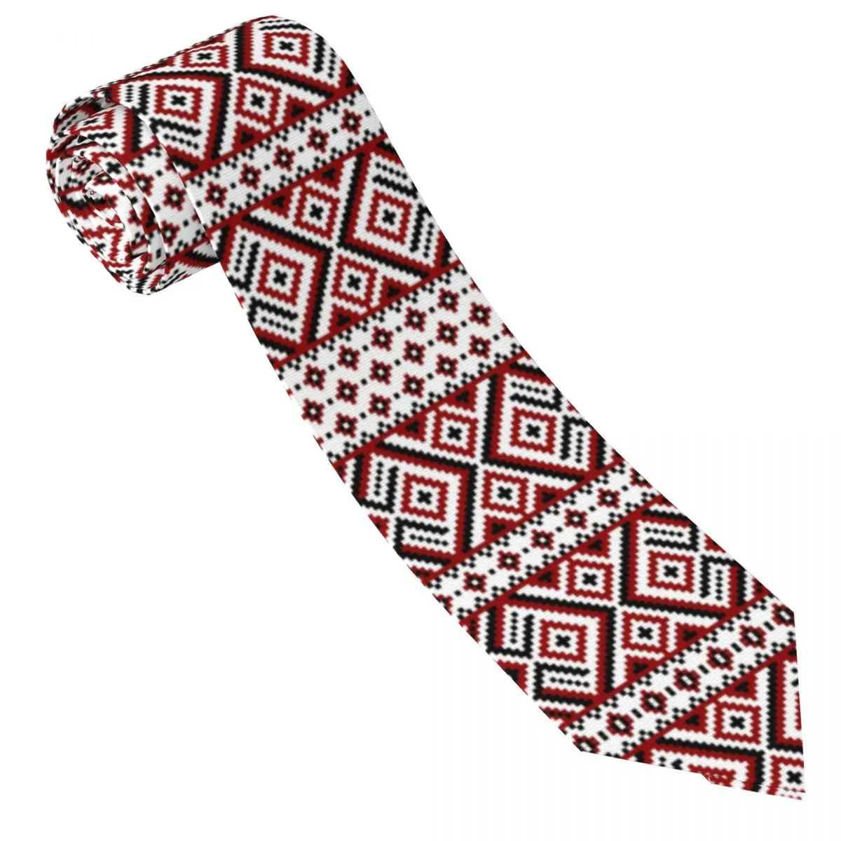 Custom Ukraine Ukrainian Embroidery Red And Black Tie Men Printed Necktie Four Seasons Fashion Tie Necktie For Birthday Gift