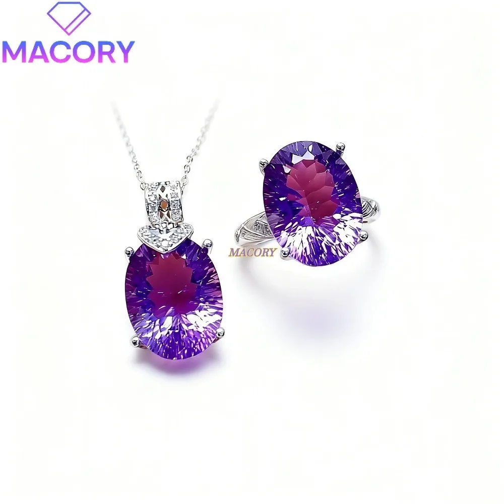 

Natural amethyst jewellery set luxurious women's jewellery made of S925 sterling silver suitable as a holiday or wedding gift